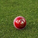 Une vue générale d'une balle de cricket